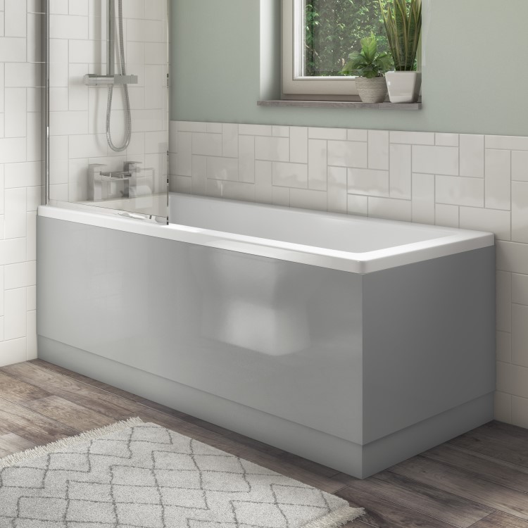 GRADE A1 - 1500mm Grey Gloss Bath Front Panel - Ashford