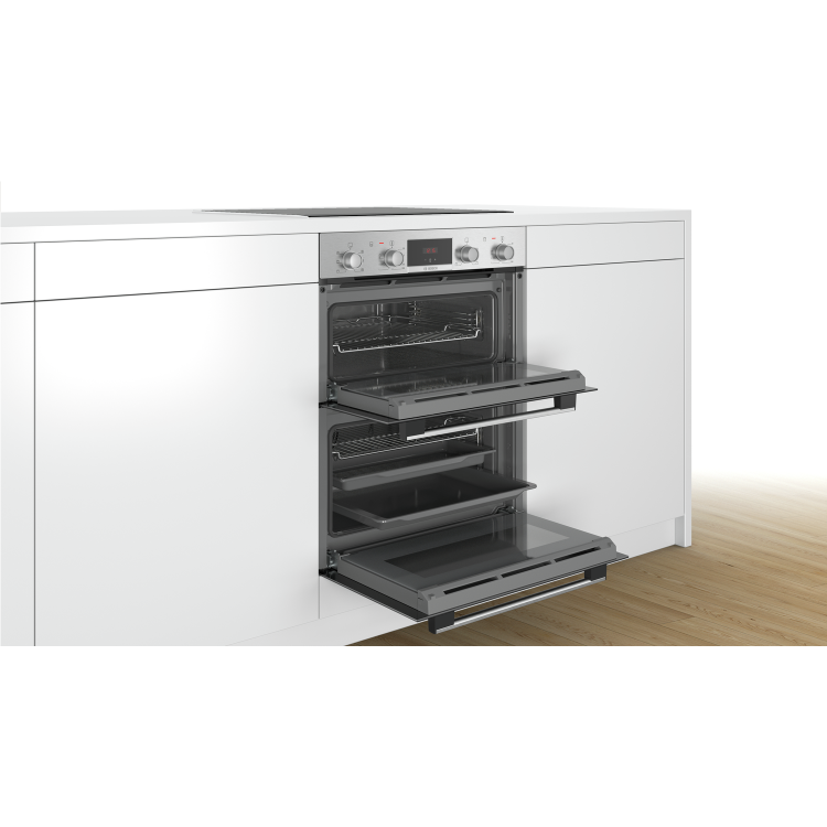 Refurbished Bosch NBS113BR0B Serie 2 Multifunction Electric Built-under Double Oven Stainless Steel