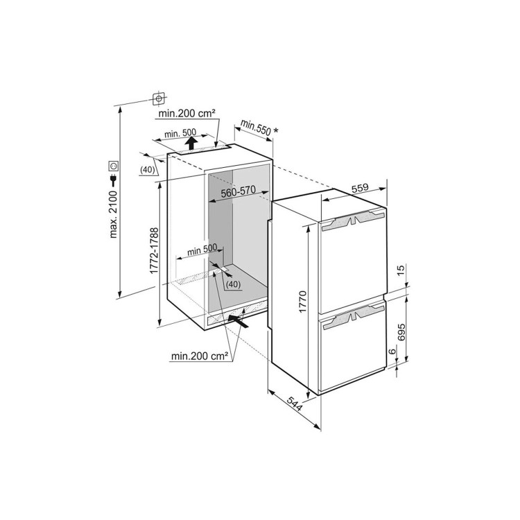 Refurbished Liebherr ICBN3324 Integrated 273 Litre 60/40 Frost Free Fridge Freezer