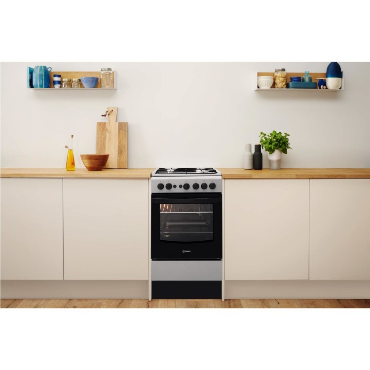 Refurbished Indesit IS5G1PMSS 50cm Single Oven Gas Cooker Silver