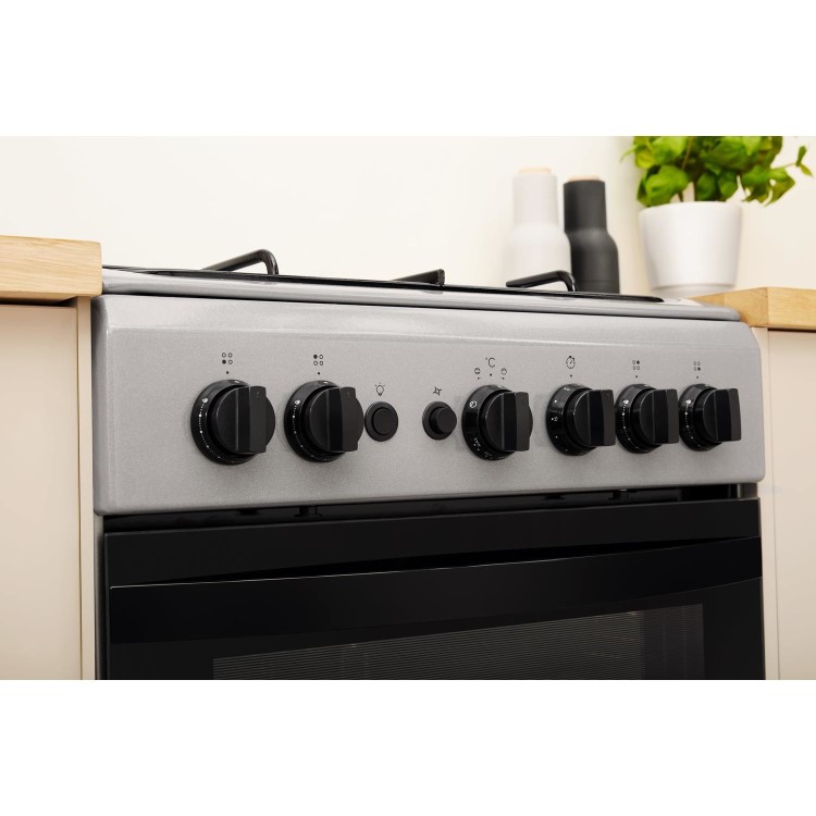 Refurbished Indesit IS5G1PMSS 50cm Single Oven Gas Cooker Silver