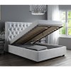 Safina King Size Buttoned Wing Back Ottoman Bed in Silver Grey Velvet