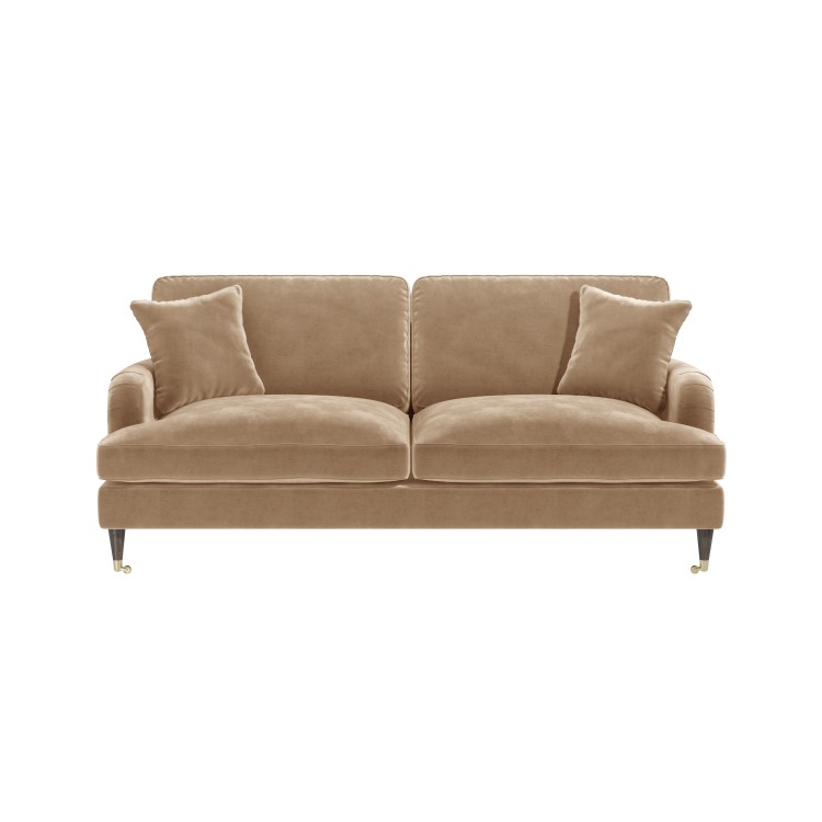 Beige Velvet 3 Seater Sofa - Payton