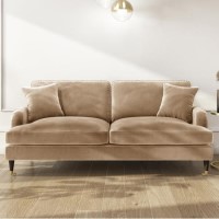 Beige Velvet 3 Seater Sofa - Payton