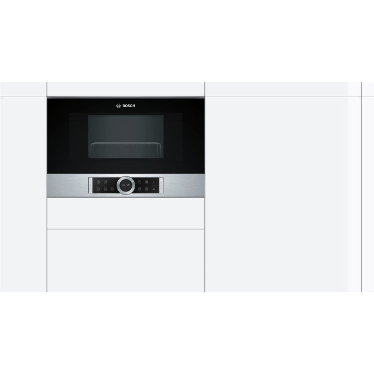 Refurbished Bosch BEL634GS1B Serie 8 21L 900W Built-in Microwave with Grill Stainless Steel