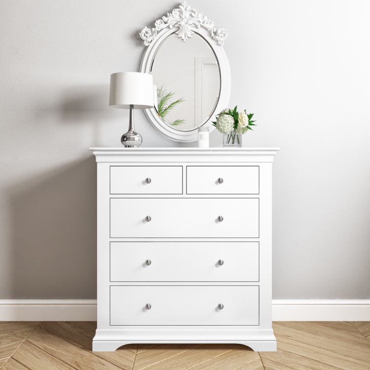 White 3 + 2 Drawer Chest of Drawers - Olivia