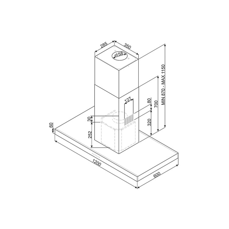 Refurbished Smeg KI120XE 120cm Island Cooker Hood Stainless Steel
