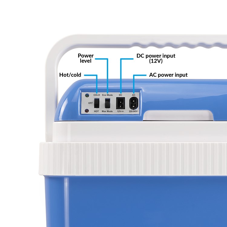 electriQ 24L Electric Plug In Portable Hot and Cold Cool Box with Mains/12V Car Adapter