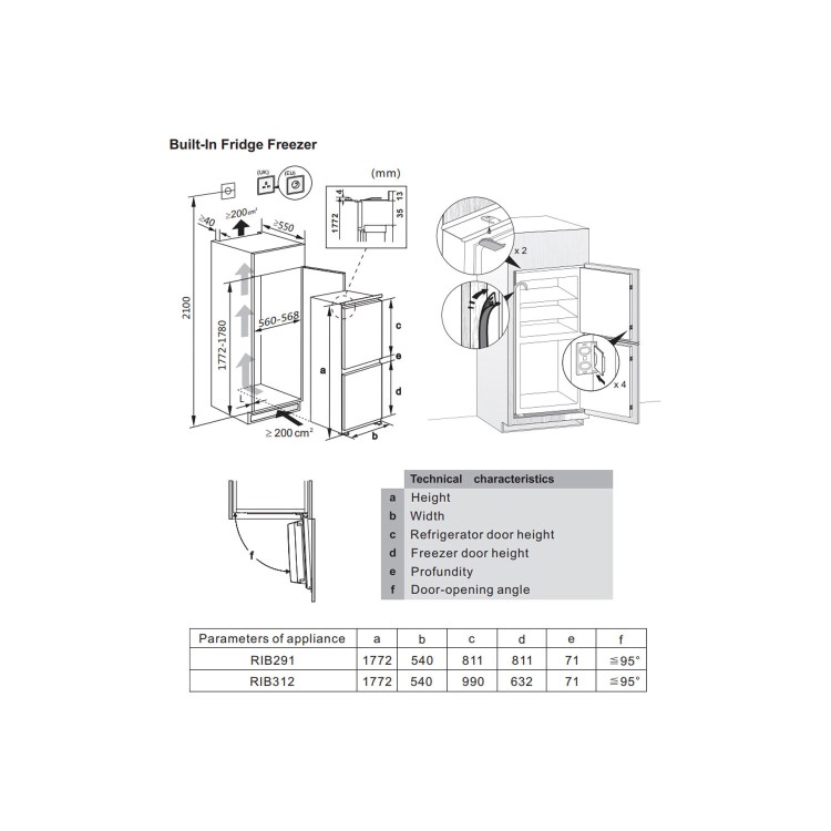 Refurbished Hisense RIB291F4AWF 50-50 Frost Free Integrated Fridge Freezer - Sliding Rail