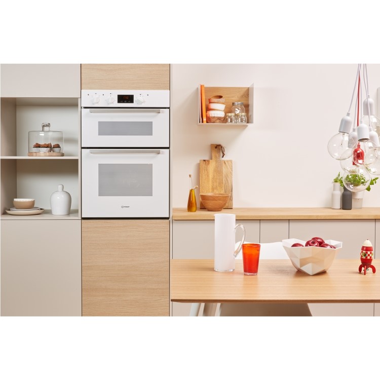 Refurbished Indesit Aria IDD6340WH 60cm Double Built In Electric Oven White