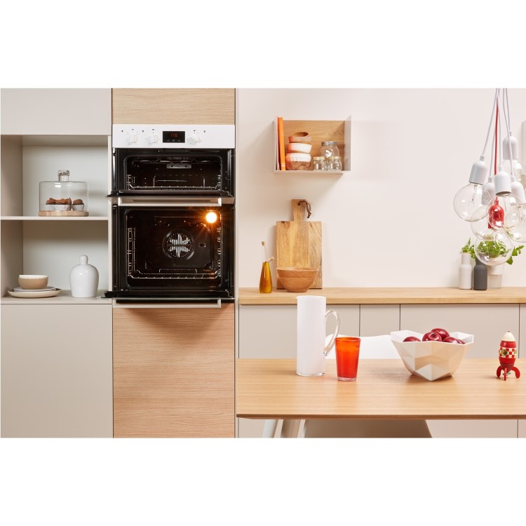 Refurbished Indesit Aria IDD6340WH 60cm Double Built In Electric Oven White