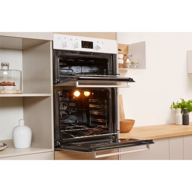 Refurbished Indesit Aria IDD6340WH 60cm Double Built In Electric Oven White
