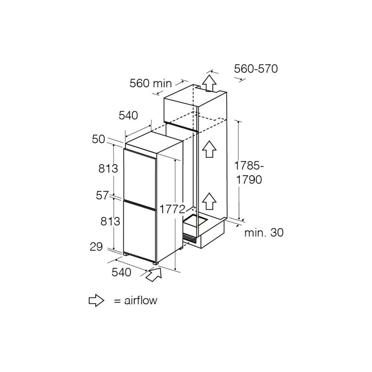 CDA 246 Litre 50/50 Integrated Fridge Freezer