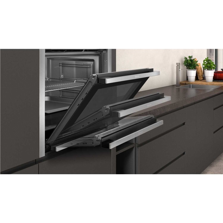 Refurbished Neff N50 B5ACH7AH0B Slide & Hide Multifunction Pyrolytic Self Cleaning 60cm Single Built In Electric Oven Stainless Steel