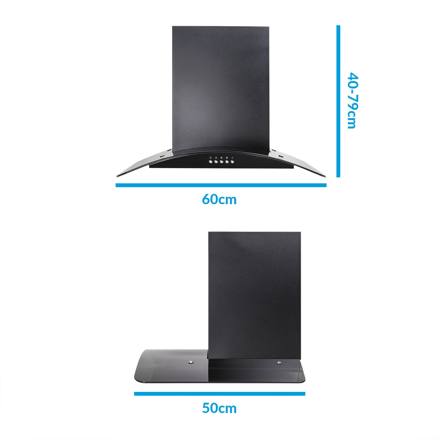 60cm chimney cooker hood black