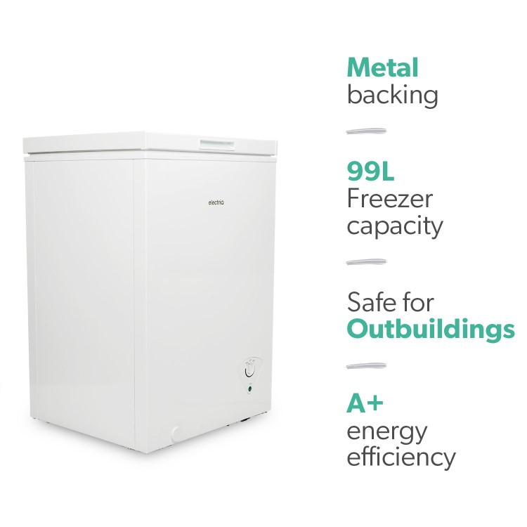 electriQ 99 Litre Chest Freezer 52cm Deep  60cm Wide - White