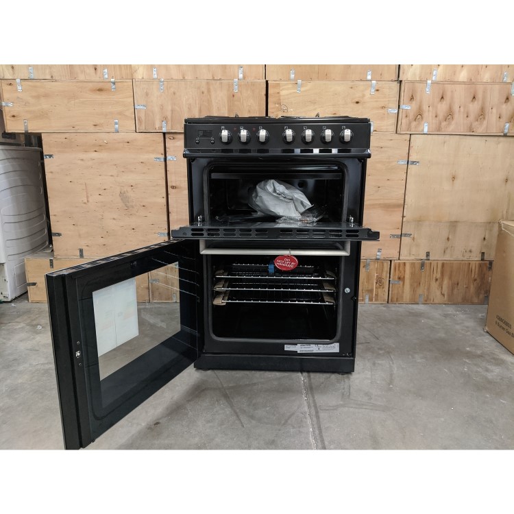 Refurbished electriQ IQDUALFUELBLACK60 60cm Double Oven Dual Fuel Cooker Black