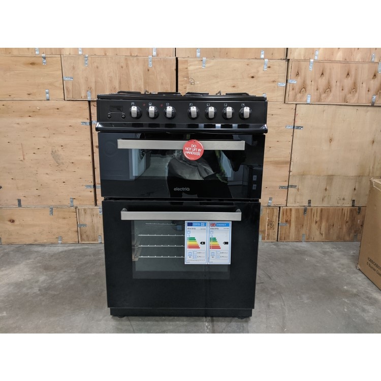 Refurbished electriQ IQDUALFUELBLACK60 60cm Double Oven Dual Fuel Cooker Black