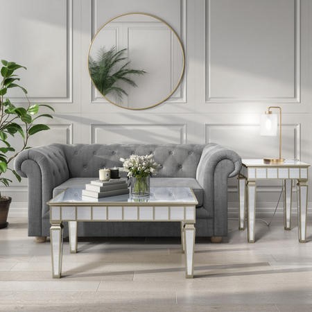 Mirrored Coffee Table With Gold Detailing Jade Boutique Itdirect Ie Mirrored Coffee Table With Gold, Round Mirrored Coffee Tables With Diamond Gems