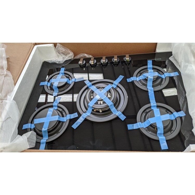 Refurbished Rangemaster RMB70HPNGFGL 73cm 5 Burner Gas Hob Black Glass