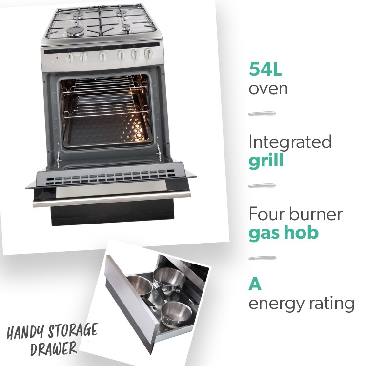Amica 60cm Gas Cooker - Stainless Steel