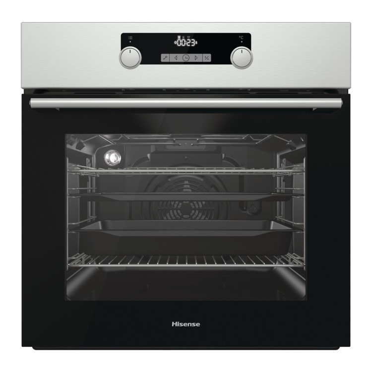 Refurbished Hisense BSA5221AXUK 60cm Single Built In Electric Oven with Steam Function and Steam Cleaning Stainless Steel