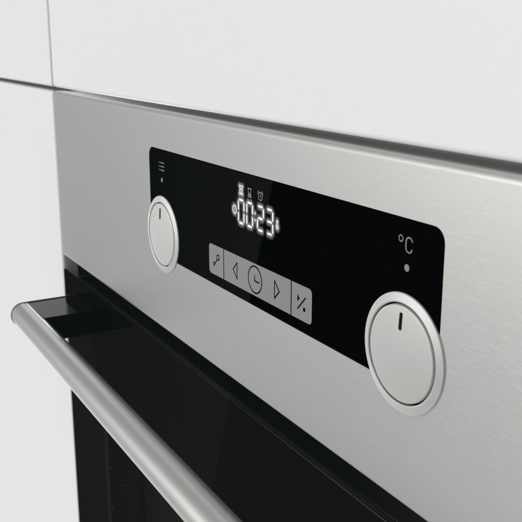 Refurbished Hisense BSA5221AXUK 60cm Single Built In Electric Oven with Steam Function and Steam Cleaning Stainless Steel