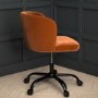 Orange Velvet Pleated Swivel Office Chair - Holly