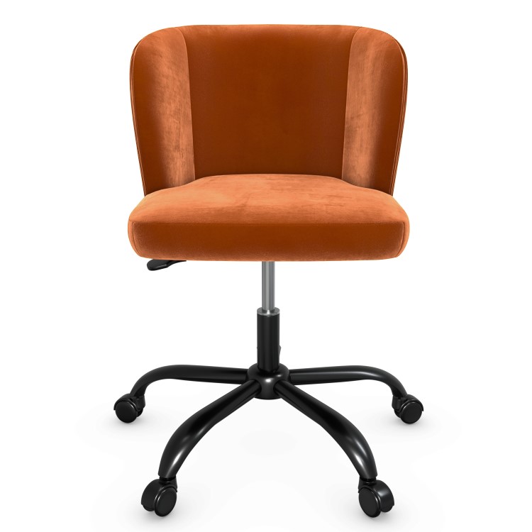 Orange Velvet Pleated Swivel Office Chair - Holly