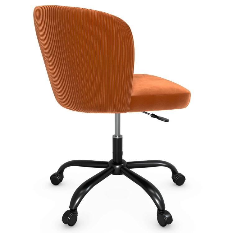 Orange Velvet Pleated Swivel Office Chair - Holly