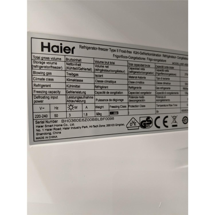 Refurbished Haier HRF-450DS6 Freestanding 450 Litre 60/40 Frost Free American Fridge Freezer