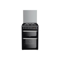 Refurbished Hotpoint HUD61KS 60cm Double Oven Dual Fuel Cooker Black