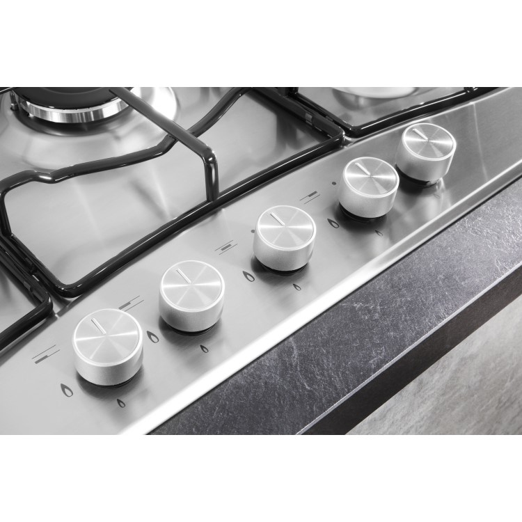 Refurbished Hotpoint PCN752UIXH 73cm Five Burner Gas Hob - Stainless Steel