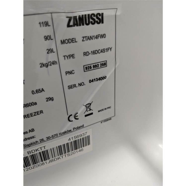 Refurbished Zanussi ZTAN14FW0 Freestanding 119 Litre 80/20 Low Frost Fridge Freezer