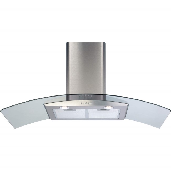 Refurbished CDA 100cm ECP102SS Curved Glass Chimney Cooker Hood Stainless Steel