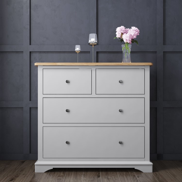 Darley Two Tone Chest of Drawers in Solid Oak and Light Grey