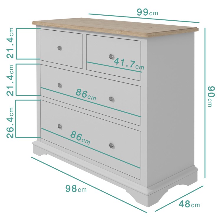 Darley Two Tone Chest of Drawers in Solid Oak and Light Grey