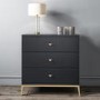 Dark Grey Art Deco Chest of 3 Drawers with Legs - Maya