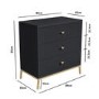 Dark Grey Art Deco Chest of 3 Drawers with Legs - Maya