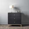 Dark Grey Art Deco Chest of 3 Drawers with Legs - Maya