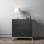 Dark Grey Art Deco Chest of 3 Drawers with Legs - Maya