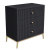 Dark Grey Art Deco Chest of 3 Drawers with Legs - Maya