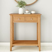 Narrow Solid Oak Console Table with Drawers - Adeline Narrow Solid Oak Console Table with Drawers - Adeline