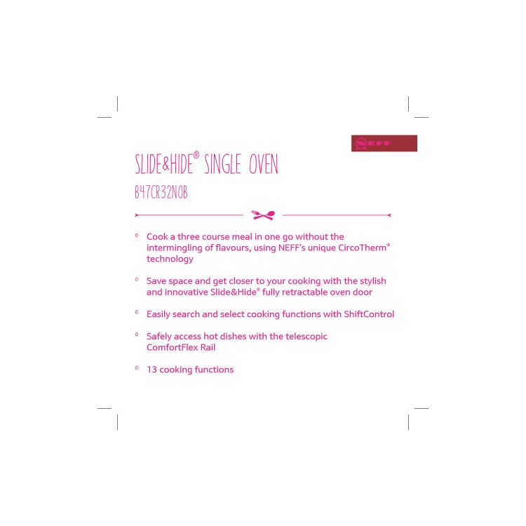 Refurbished Neff B47CR32N0B Slide & Hide 60cm Single Built In Electric Oven Stainless Steel