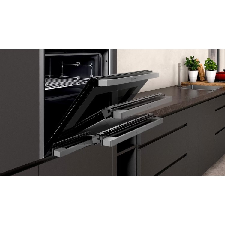 Refurbished Neff B57CR23N0B 60cm Single Built In Electric Oven Stainless Steel