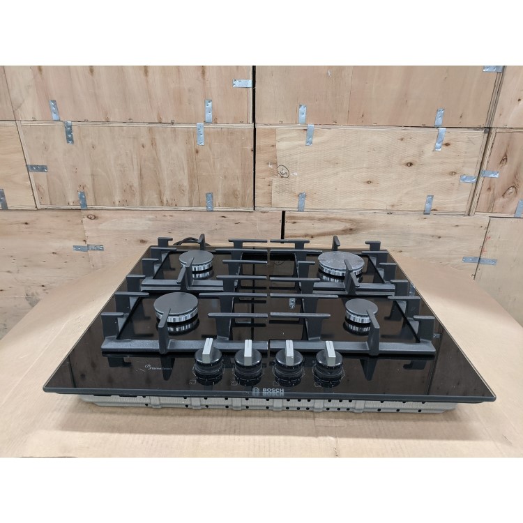 Refurbished Bosch Series 6 PPP6A6B90 60cm Gas on Glass 4 Burner Gas Hob Black