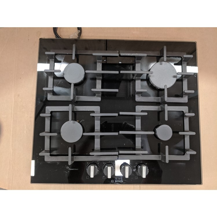 Refurbished Bosch Series 6 PPP6A6B90 60cm Gas on Glass 4 Burner Gas Hob Black