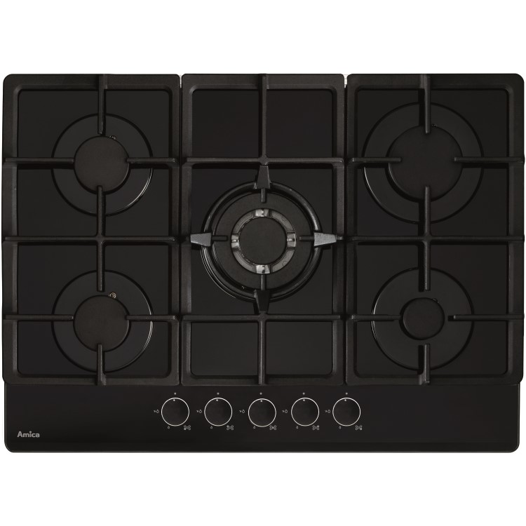 Amica 70cm 5 Burner Gas Hob - Black
