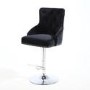 GRADE A1 - Rocco Brushed Velvet Black Bar Stool