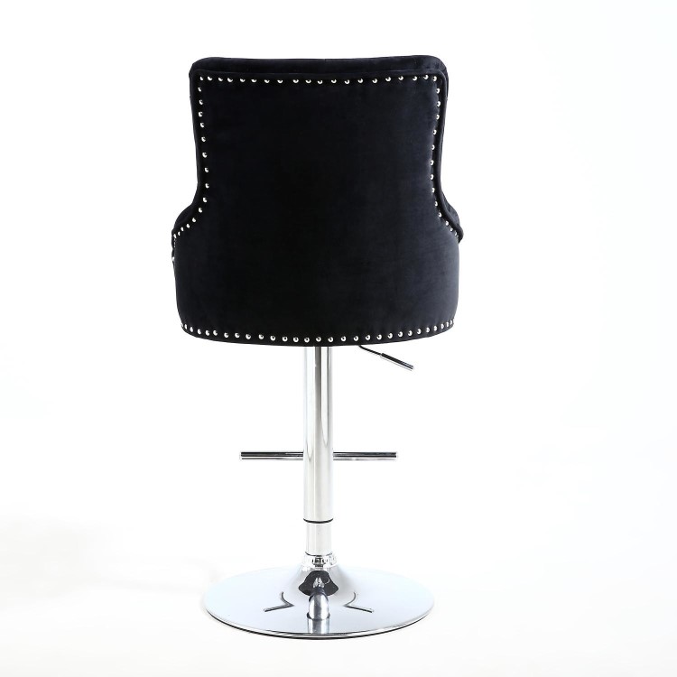 GRADE A1 - Rocco Brushed Velvet Black Bar Stool